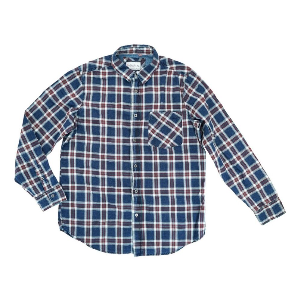 ONE‎ DAY AWAY Men’s Plaid Long-Sleeve Cotton Flannel Shirt Size L